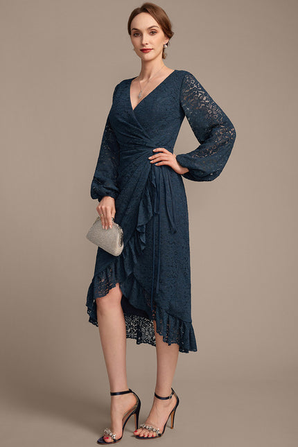 Robe Fourreau Dentelle Marine - gallery 4