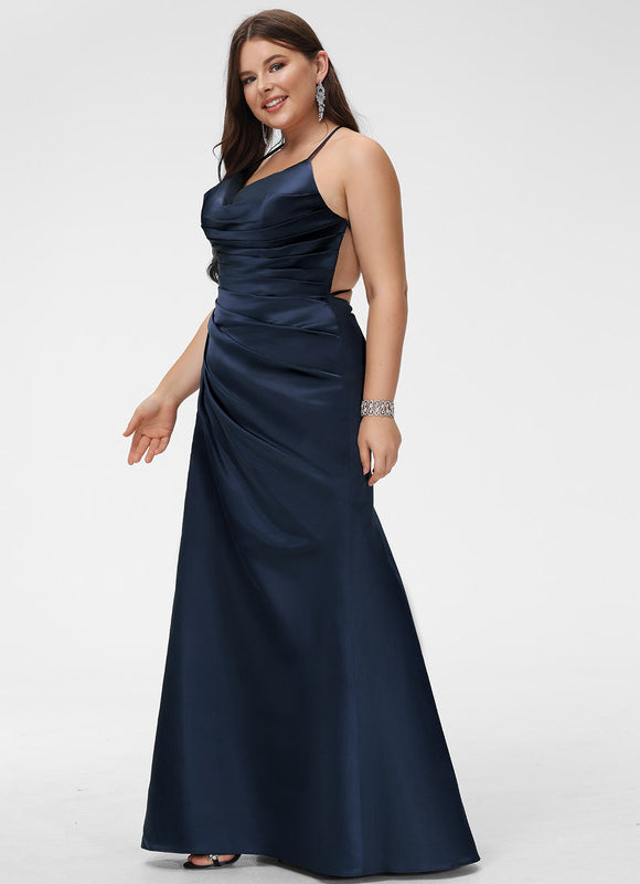 Robe Fourreau Satin Céleste - gallery 7