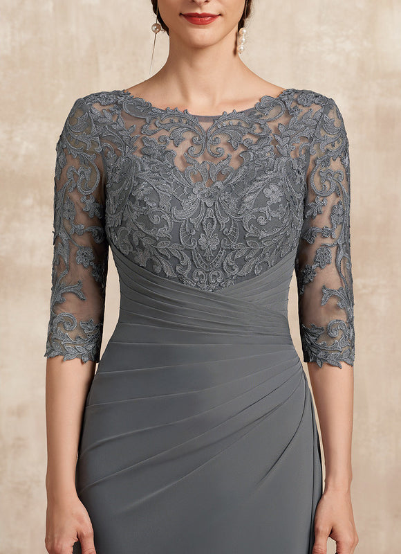 Robe Fourreau Dentelle Grise - gallery 5