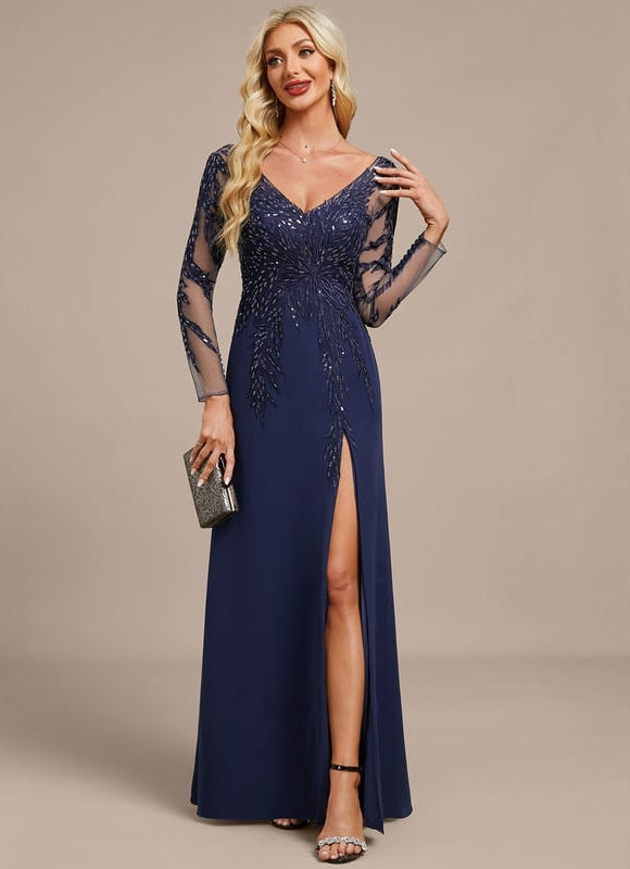 Robe Fourreau Soirée Bleu Nuit Élégante - gallery 2