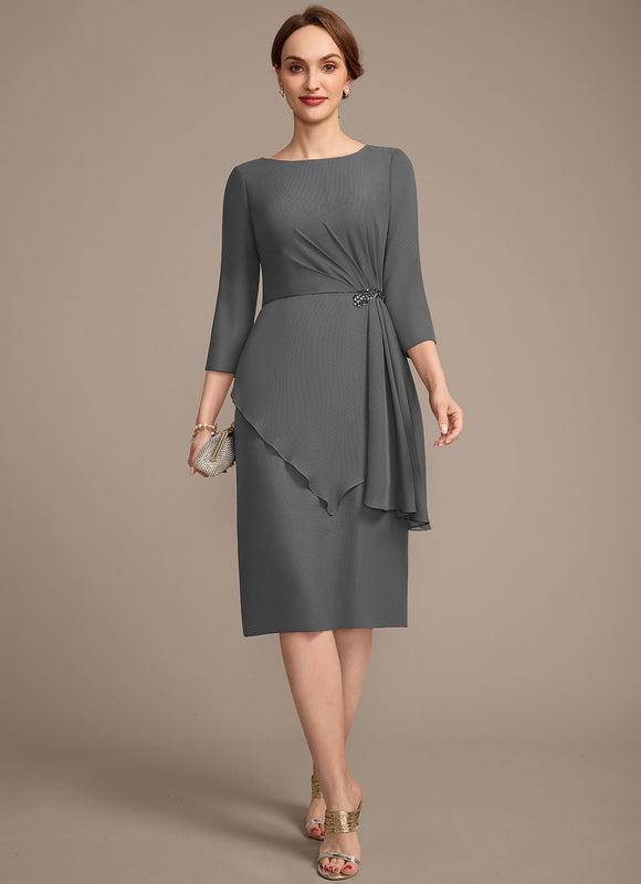 Robe Fourreau Chic Drapé Perlé - gallery 1