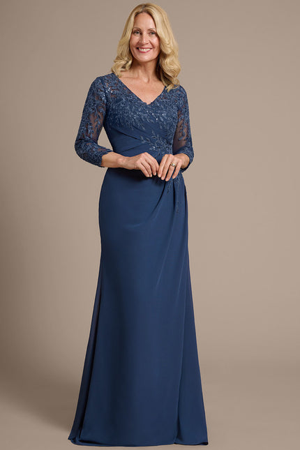 Robe Fourreau Élégante Marine - gallery 2