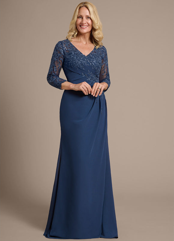 Robe Fourreau Élégante Marine - gallery 2