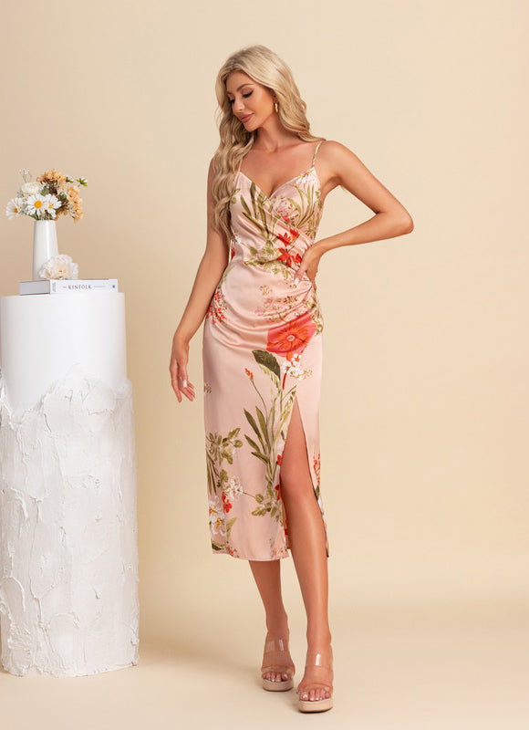 Robe Fourreau Satinée Florale - gallery 3