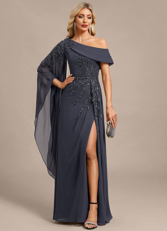 Robe Fourreau Longue Asymétrique Élégante - gallery 2
