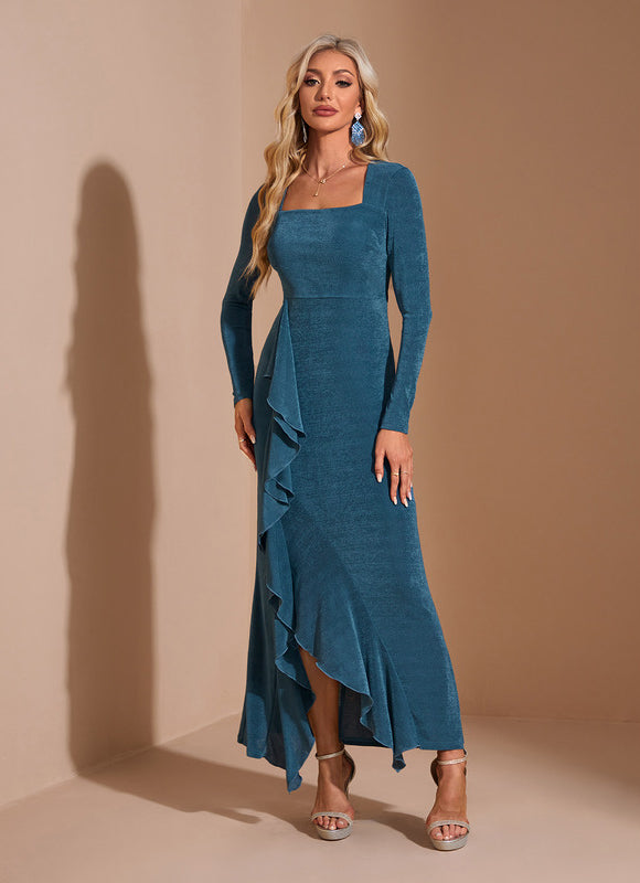 Robe Fourreau Asymétrique Émeraude