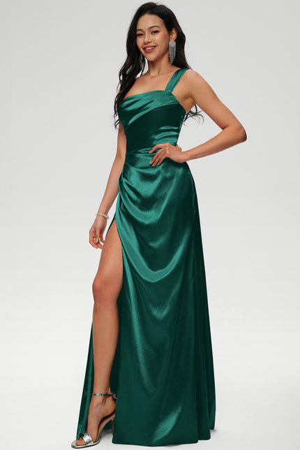 Robe Fourreau Satinée Émeraude - gallery 1