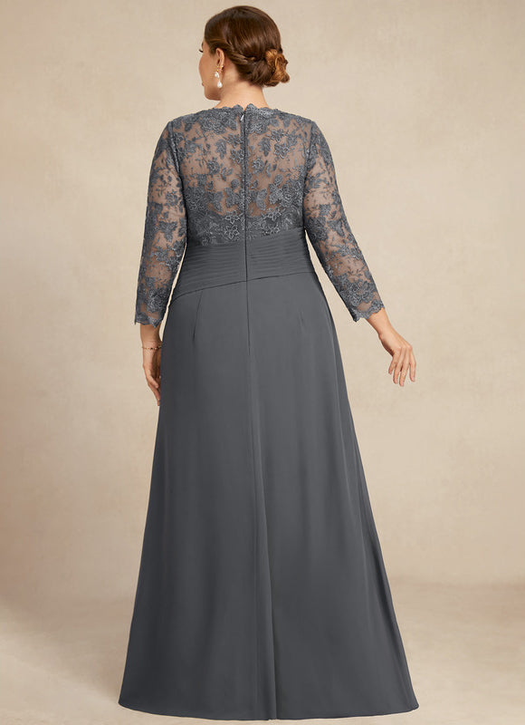 Robe Fourreau Dentelle Grise - gallery 7