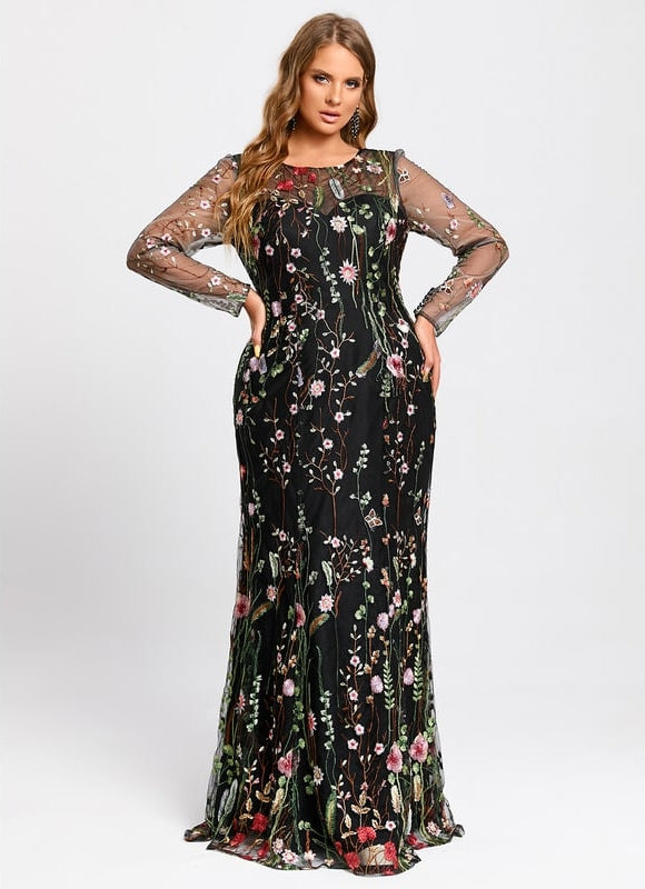 Robe Fourreau Florale Nocturne - gallery 7