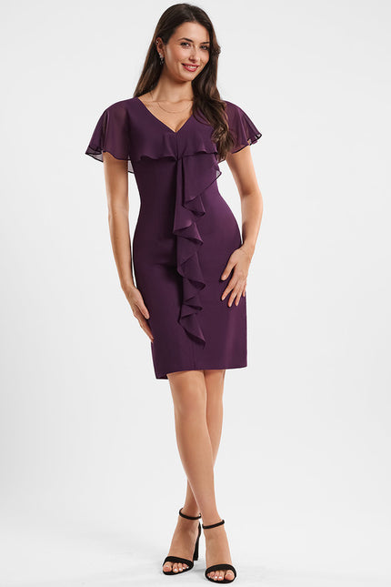 Robe Fourreau Violette À Volants