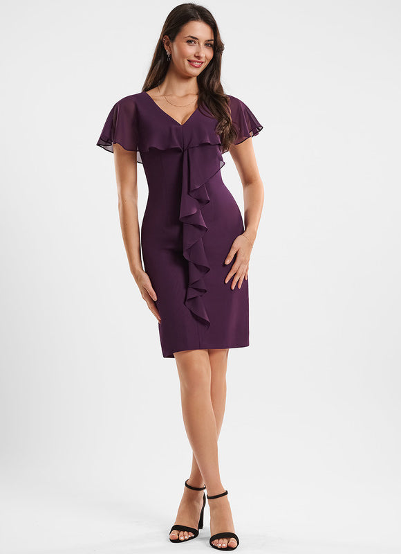 Robe Fourreau Violette À Volants