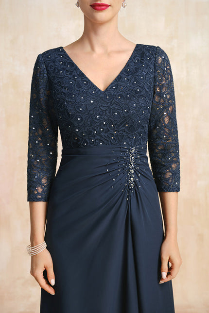 Robe Fourreau Longue Marine Chic - gallery 6