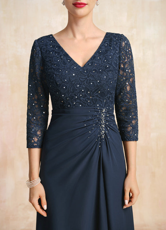 Robe Fourreau Longue Marine Chic - gallery 6