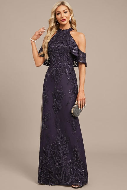 Robe Fourreau Pailletée Violette - gallery 3