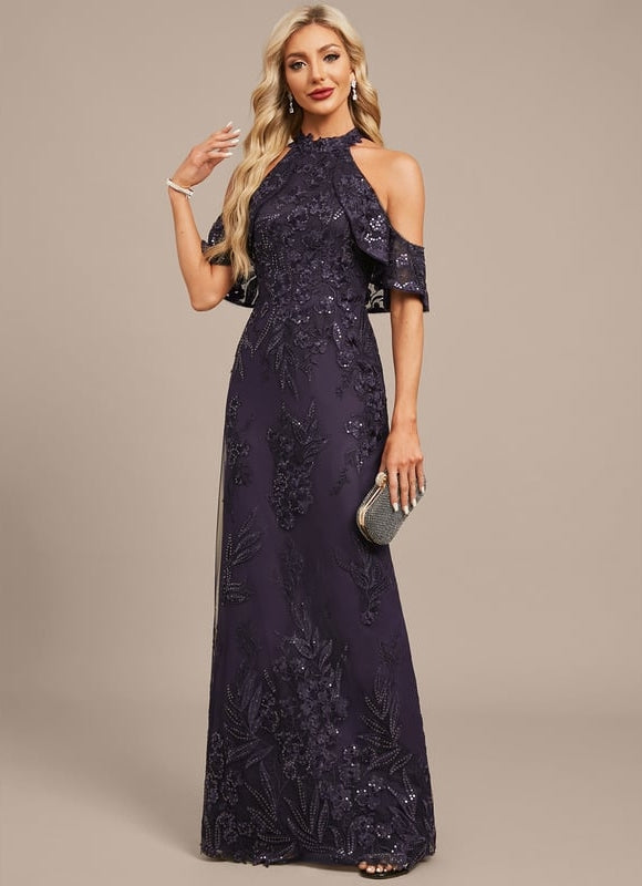 Robe Fourreau Pailletée Violette - gallery 3