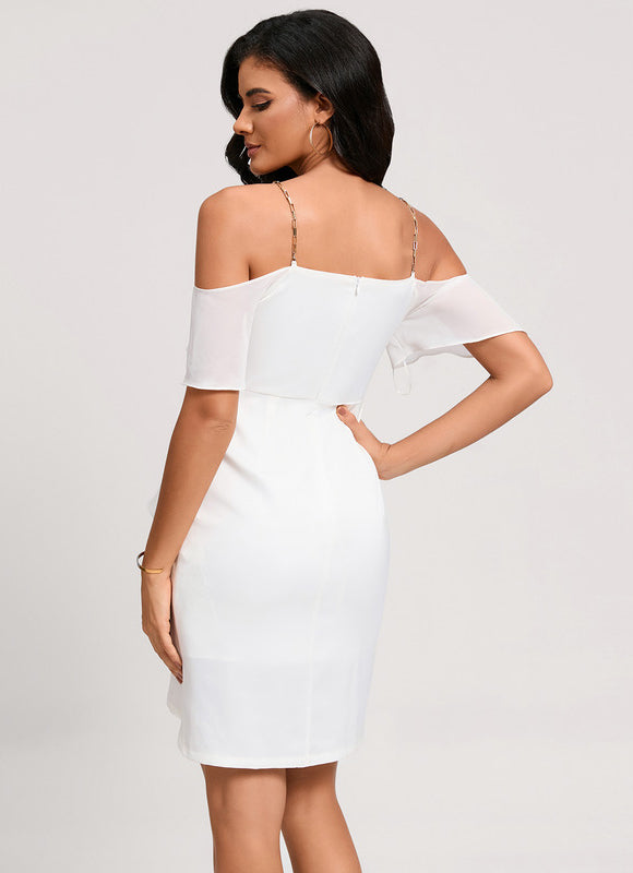 Robe Fourreau Écrue Flottante - gallery 2