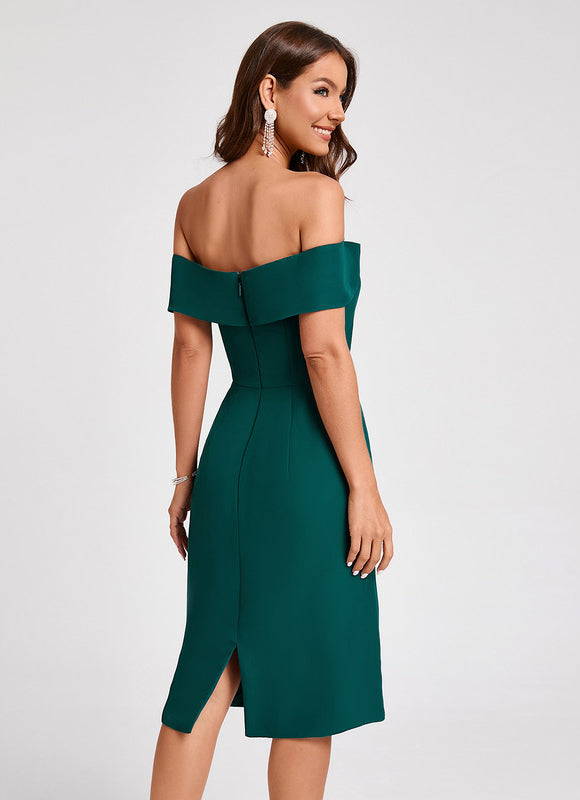 Robe Fourreau Émeraude Drapée - gallery 5