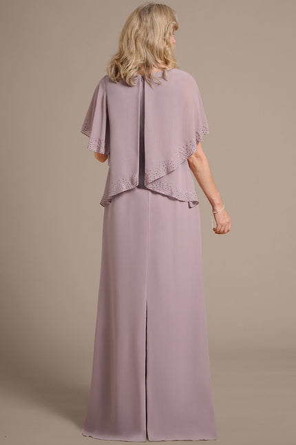 Robe Fourreau Longue Mauve Fluide - gallery 6