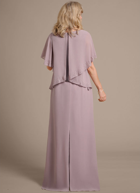 Robe Fourreau Longue Mauve Fluide - gallery 6