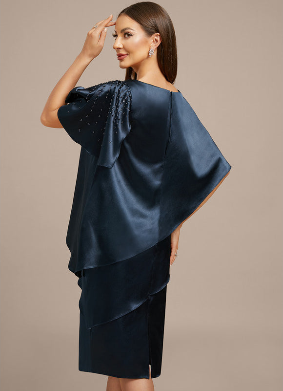 Robe Fourreau Satinée Asymétrique Chic - gallery 5