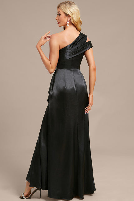 Robe Fourreau Satin Noire Élégante - gallery 6