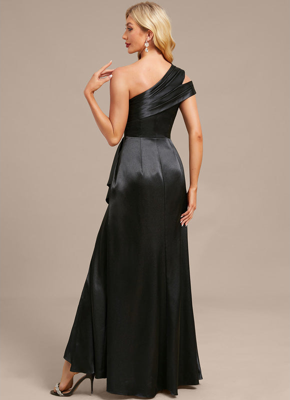 Robe Fourreau Satin Noire Élégante - gallery 6