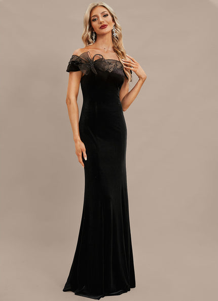 Robe Fourreau Velours Noir