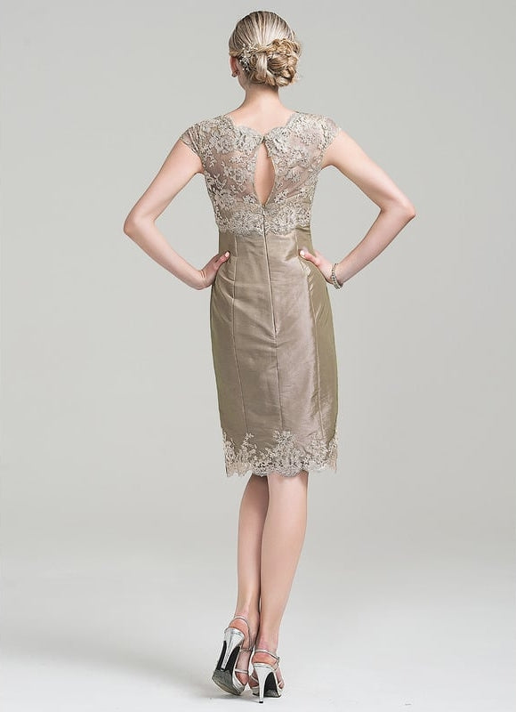 Robe Fourreau Dentelle Beige - gallery 6