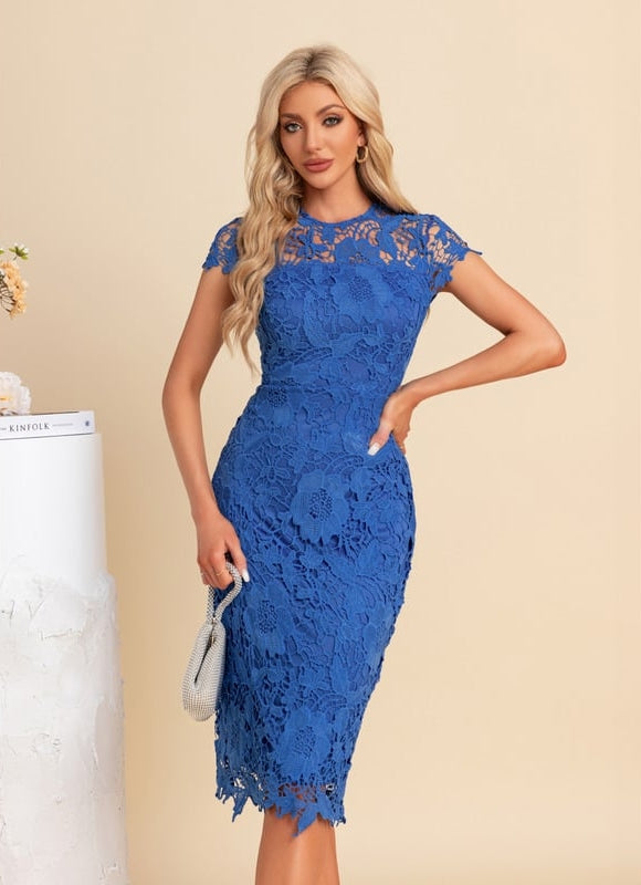 Robe Fourreau Bleu Electrique