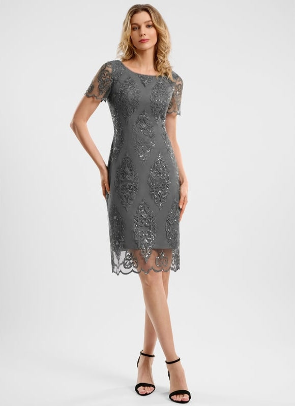 Robe Fourreau Grise - gallery 1