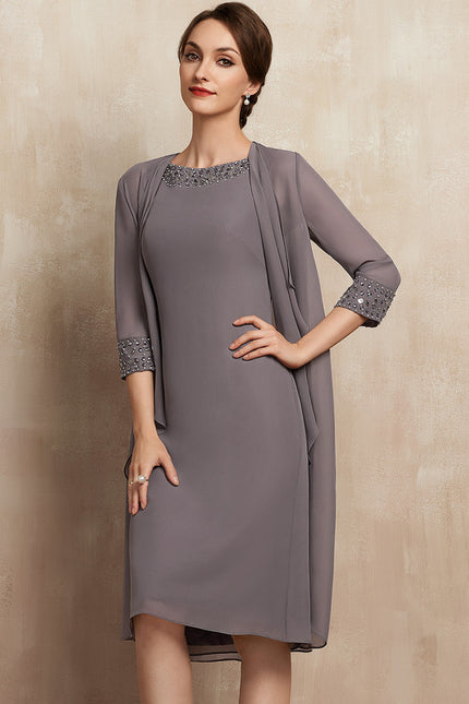 Robe Fourreau Élégante Grise
