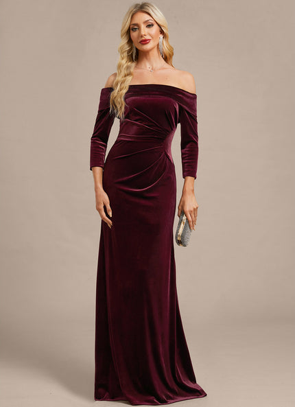 Robe Fourreau Velours Bordeaux