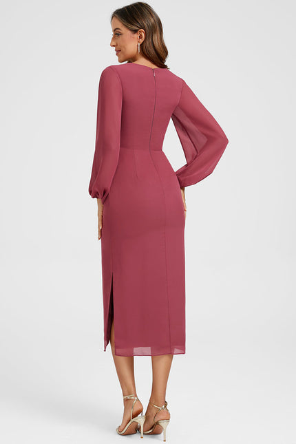 Robe Fourreau Fluide Framboise - gallery 4