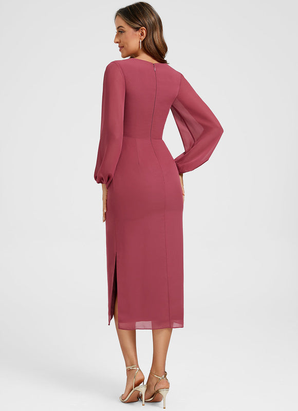 Robe Fourreau Fluide Framboise - gallery 4