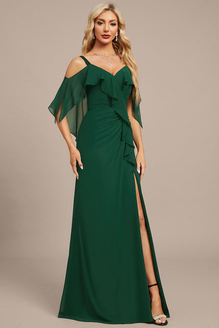 Robe Fourreau Longue Émeraude Drapée - gallery 5