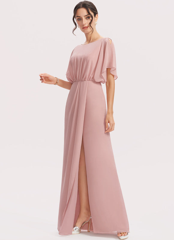 Robe Fourreau Mousseline Rose - gallery 4