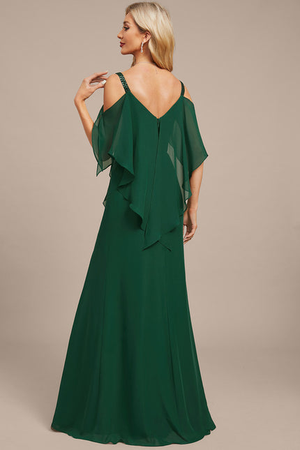 Robe Fourreau Longue Émeraude Drapée - gallery 6