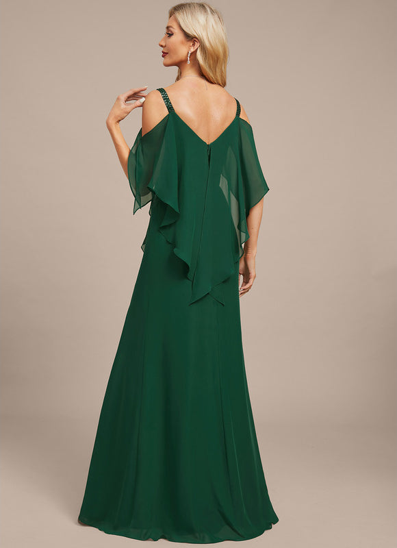 Robe Fourreau Longue Émeraude Drapée - gallery 6