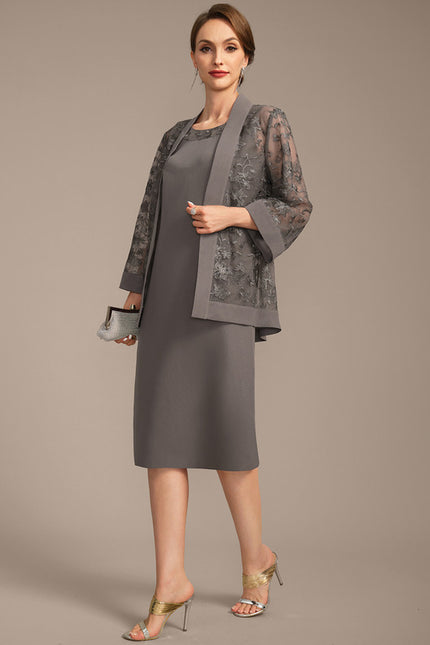 Robe Fourreau Grise Élégante - gallery 3