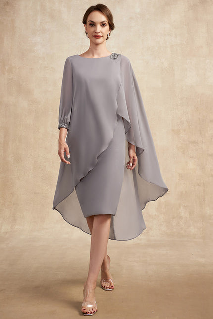 Robe Fourreau Élégante Grise - gallery 1