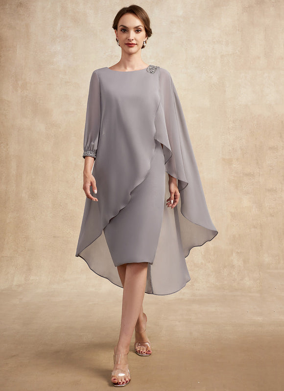 Robe Fourreau Élégante Grise - gallery 1