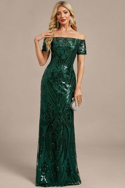 Robe Fourreau Scintillante Verte - gallery 2