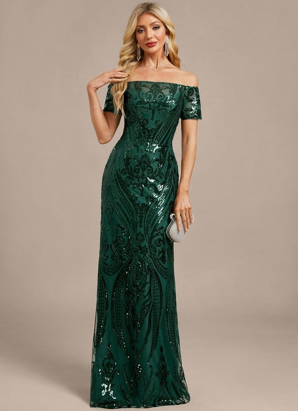 Robe Fourreau Scintillante Verte - gallery 2