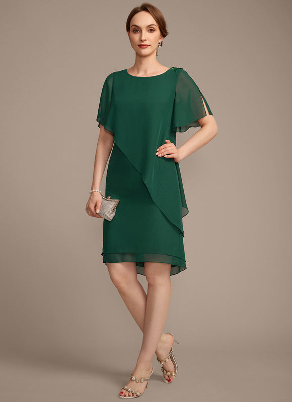 Robe Fourreau Mousseline Asymétrique