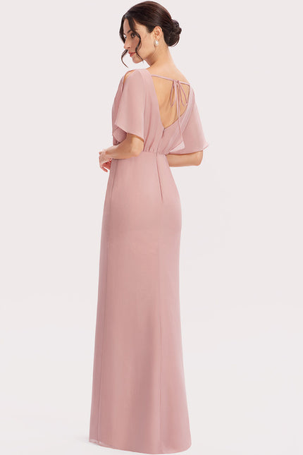 Robe Fourreau Mousseline Rose - gallery 3