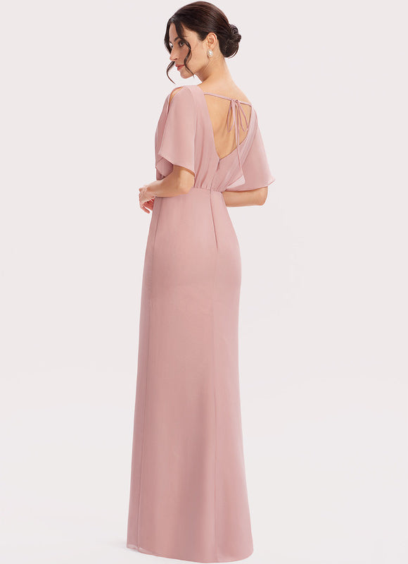 Robe Fourreau Mousseline Rose - gallery 3