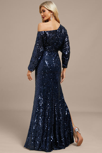 Robe Fourreau Asymétrique Scintillante - gallery 6