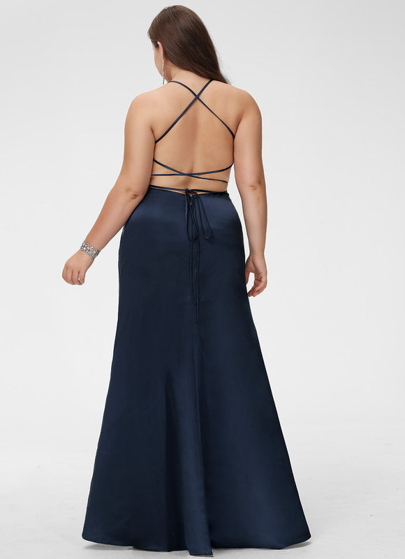 Robe Fourreau Satin Céleste - gallery 8