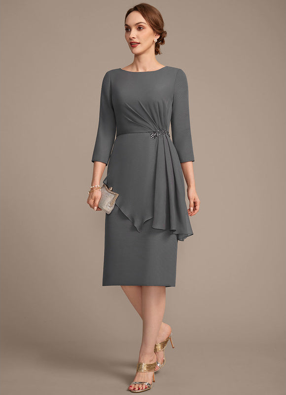 Robe Fourreau Chic Drapé Perlé - gallery 3