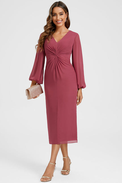 Robe Fourreau Fluide Framboise - gallery 1